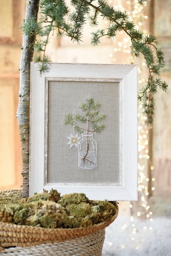 Stickdatei - Vase mit Tannenzweig-