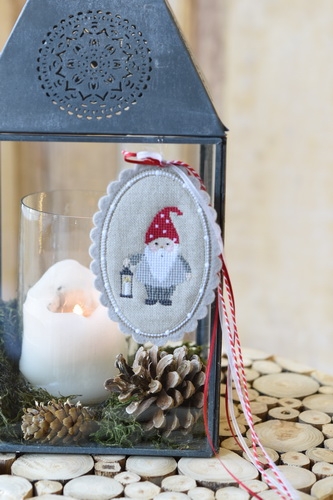 embroidery button -Angel bear and dwarf-