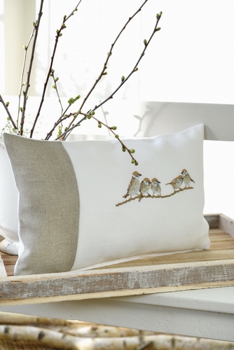 cushion cover -row of sparrows-