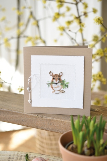 Stickdatei -kleine Maus mit Kleeblatt-