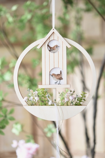 Materialpaket -Vogelhaus mit Seidenblumen-