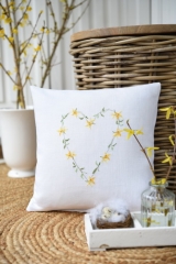 cushion cover -heart of forsythias-